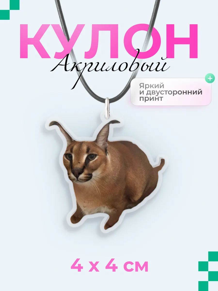 Акриловый кулон подвеска на шею Мемный кот