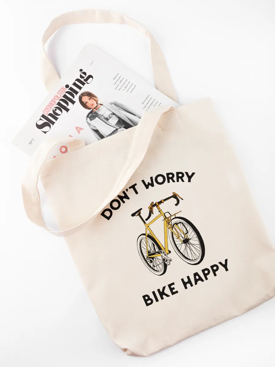 Сумка шоппер "Don't worry bike happy"